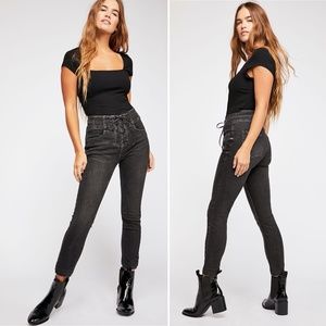 FREE PEOPLE High Rise Lace Up Skinny Jeans- 33
